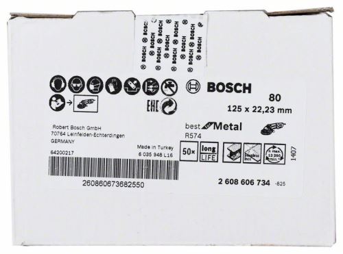 BOSCH vlaknasta brusna ploča R574, Best for Metal D = 125 mm; G = 80 2608606734