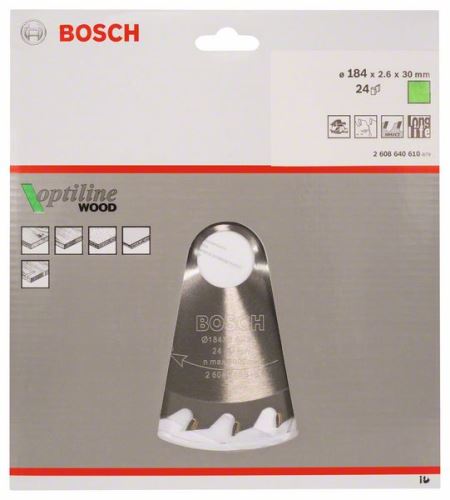 BOSCH List pile Optiline Wood 184 x 30 x 2,6 mm, 24 2608640610