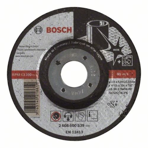 BOSCH Profilirana ploča za grubu obradu Expert za Inox AS 30 S INOX BF, 115 mm, 6,0 mm 2608600539