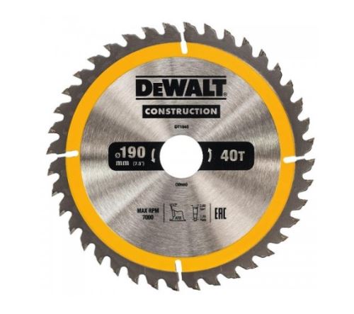 DeWALT List pile 190 x 30 mm, 40 zuba, ATB 10°, širina lista 1,7 mm, univerzalni rez DT1945