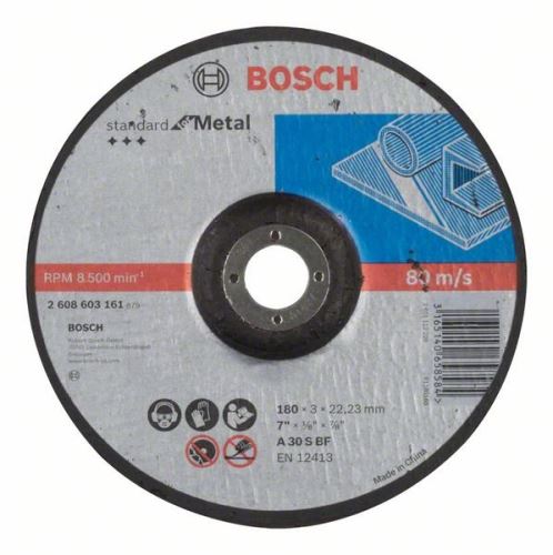 BOSCH Profilirana rezna ploča Standard for Metal A 30 S BF, 180 mm, 22,23 mm, 3,0 mm 2608603161