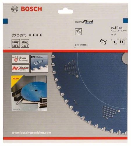 BOSCH List kružne pile Expert for Steel 184 x 20 x 2,0 mm, 48 2608643055