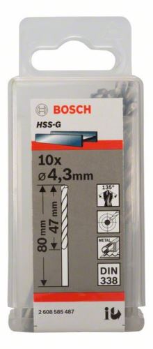 BOSCH svrdla za metal HSS-G, DIN 338 4,3 x 47 x 80 mm (10 kom) 2608585487