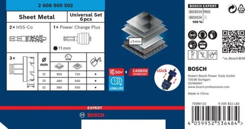 BOSCH EXPERT set bušilica za lim 22-32, 6 kom 2608900502