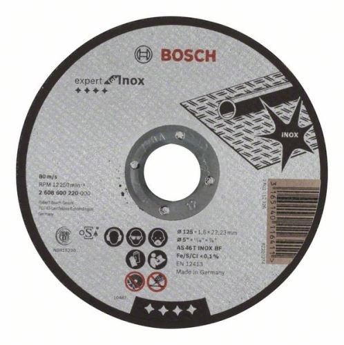 BOSCH Rezna ploča ravna Expert za Inox AS 46 T INOX BF, 125 mm, 1,6 mm 2608600220