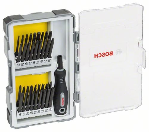 BOSCH 37-dijelni set odvijača s drškom PH1-2-3; PZ1-2-3; SL5-6; TH8-11-15-20-25-27-30-40; TQ6-8-10; HEX2-2,5-3-4-5-6; TW 1-2-3-4; SP 4-6-8-10; R1-2-3 2607017320