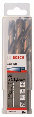 BOSCH svrdla za metal HSS-Co, DIN 338 11,5 x 94 x 142 mm (5 kom) 2608585902