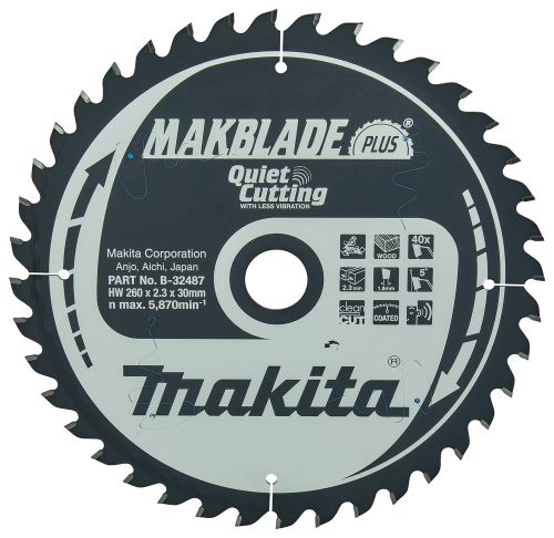 MAKITA List pile za drvo MAKBLADEplus 260x2,3x30mm 40Z B-32487