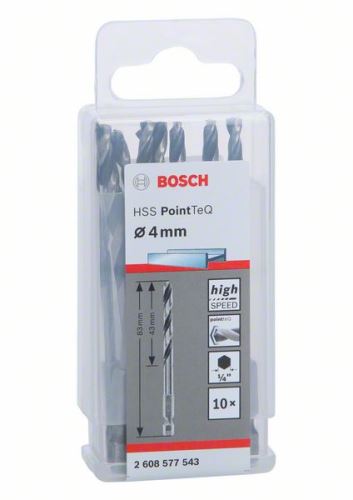 BOSCH Svrdlo za metal HSS PointTeQ HEX s drškom u 6 točaka; 4,0 mm 2608577543