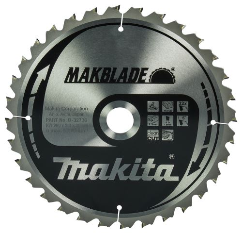 MAKITA list pile za drvo MAKBLADE 260x2,3x30 mm 32 zuba B-32736