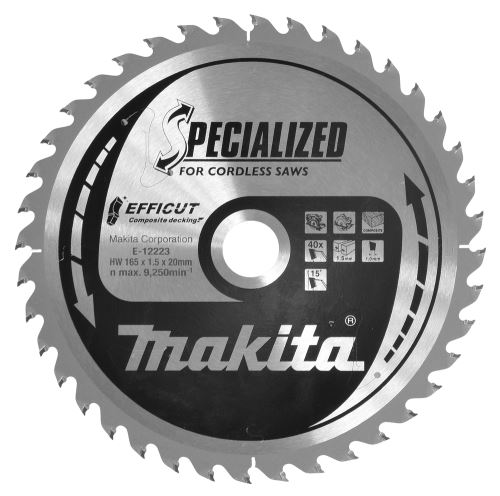 MAKITA list pile kompozitno drvo Efficut 165x1,5x20 mm 40 zuba E-12223