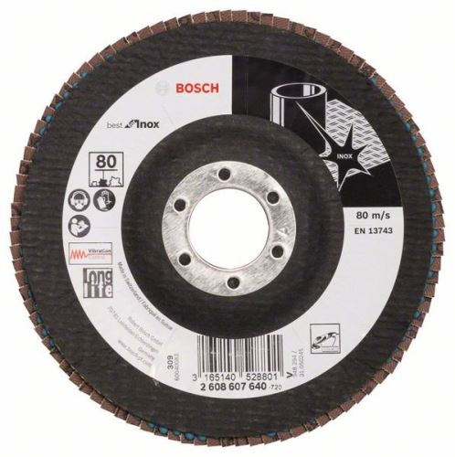 BOSCH lamelna brusna ploča X581, Best for Inox 125 mm, 22,23 mm, 80 2608607640