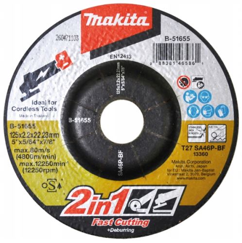 MAKITA ploča za brušenje/rezanje 2 u 1 125x2,0x22,23 mm B-51655