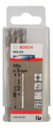 BOSCH svrdla za metal HSS-Co, DIN 338 5 x 52 x 86 mm (10 kom) 2608585885