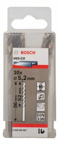 BOSCH svrdla za metal HSS-Co, DIN 338 5,2 x 52 x 86 mm (10 kom) 2608585887