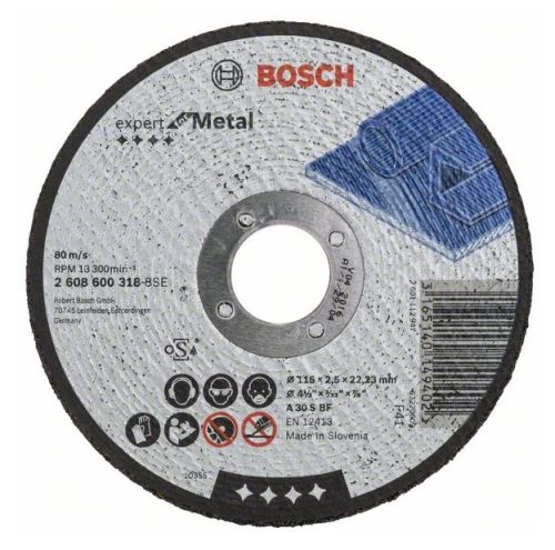 BOSCH Rezna ploča ravna Expert for Metal A 30 S BF, 115 mm, 2,5 mm 2608600318