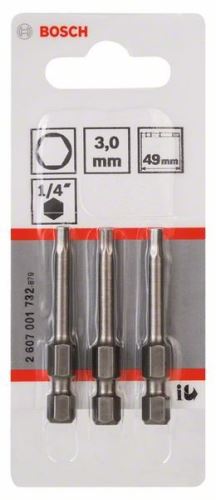 BOSCH Bit odvijač extra tvrdi Extra-Hart HEX 3, 49 mm (3 kom) 2607001732