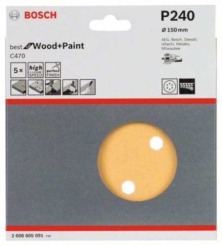 BOSCH brusni papir C470 (5 kom) 150 mm, 240 2608605091