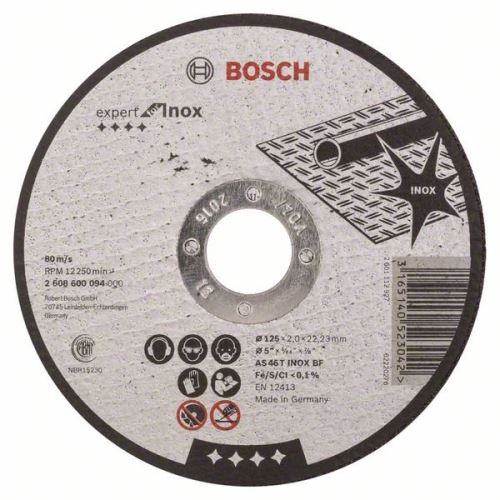 BOSCH Rezna ploča ravna Expert za Inox AS 46 T INOX BF, 125 mm, 2,0 mm 2608600094