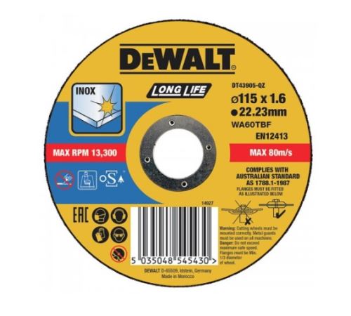 DEWALT Rezna ploča 115 x 22,2 x 1,6 mm DT43905