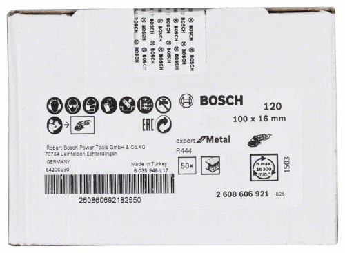 BOSCH vlaknasta brusna ploča; 100 x 16 mm, K120 2608606921